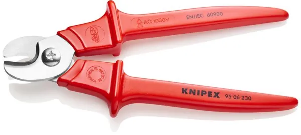 Knipex Kaapelileikkuri, muovilla ruiskutettu eristetty kahva, VDE-hyväksytty 230 mm